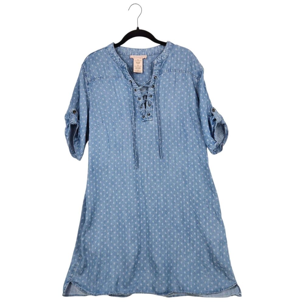Philosophy Republic Clothing Shift Dress XL Lace-Up Eyelets Western Cowgirl Boho